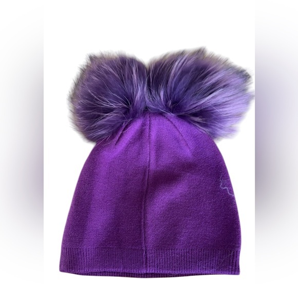 Purple Color Double Pom Beannie